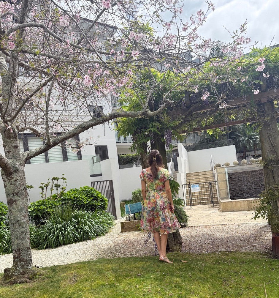 Chrystal Sloane Couture Embroidered Floral Organza Off the Shoulder Dress