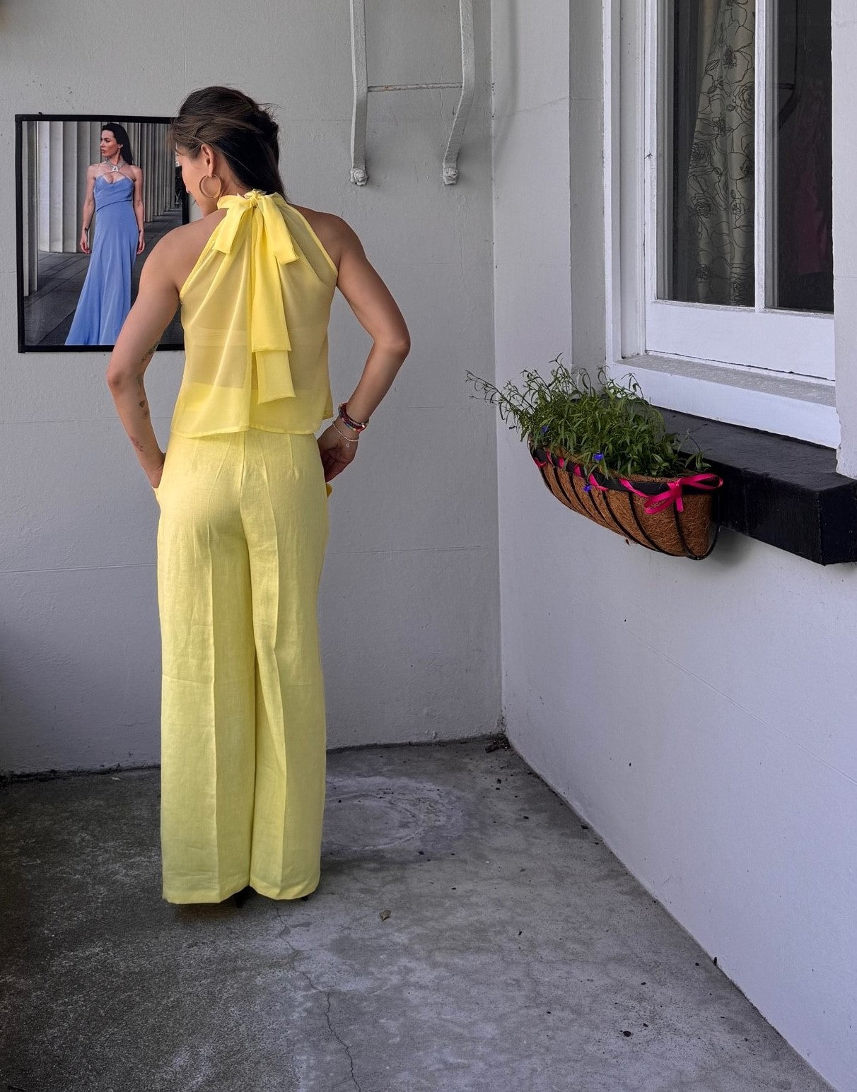 ALL NEW SEASON LEMONADE LINEN WIDE LEG PANTS WITH ADJUSTABLE SLIDE BELT.