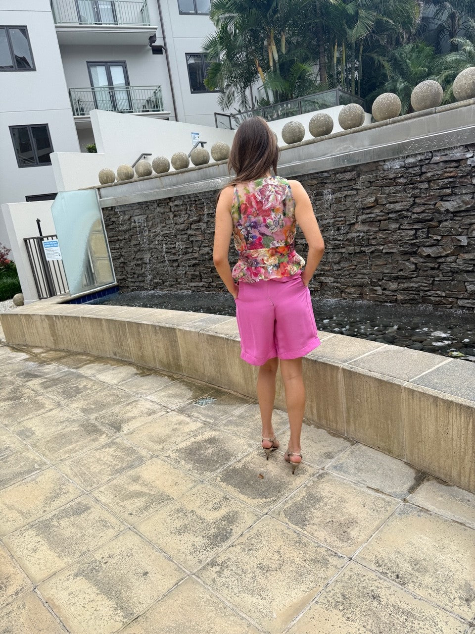 Chrystal Sloane Couture Fuchsia Pink Sand Wash Silk Culottes