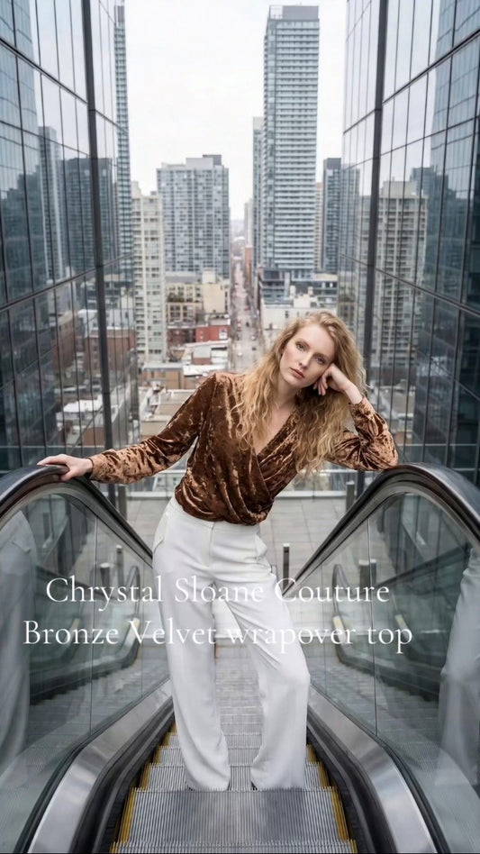 Chrystal Sloane Couture Bronze Velvet Wrap over Top