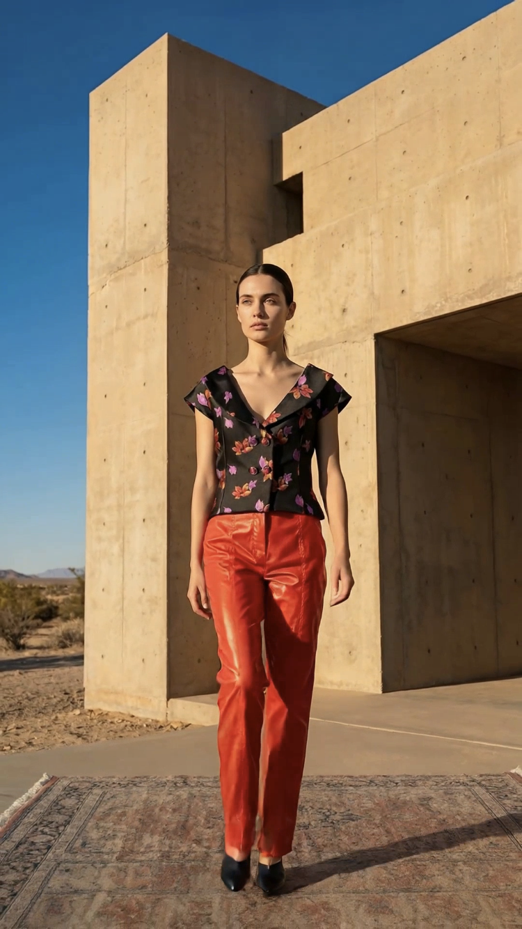 Chrystal Sloane Couture Red Paneled Pants