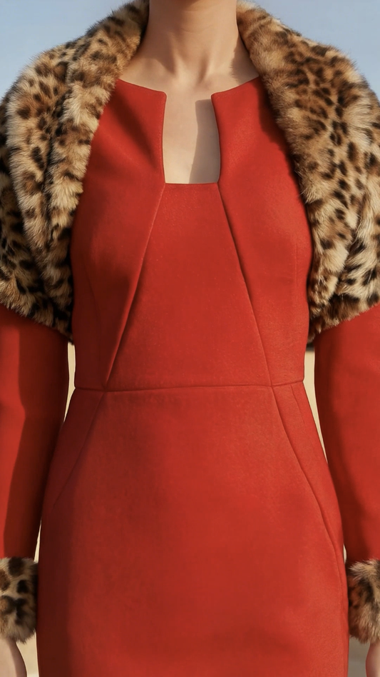 Chrystal Sloane Couture Leopard Print Faux Fur Wrap