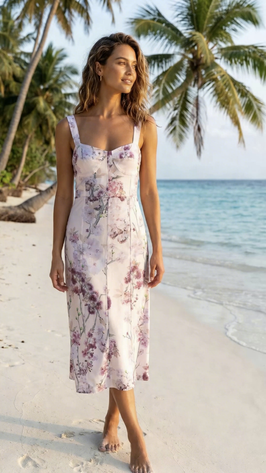 Chrystal Sloane Soft Pink Blossom Print Sundress.