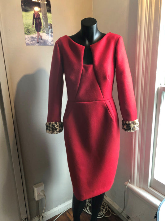 Chrystal Sloane Couture Winter Cardinal Red Wool Dress