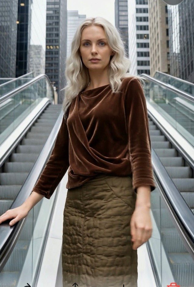 Chrystal Sloane Couture Chocolate Silk Velvet Tunic Top