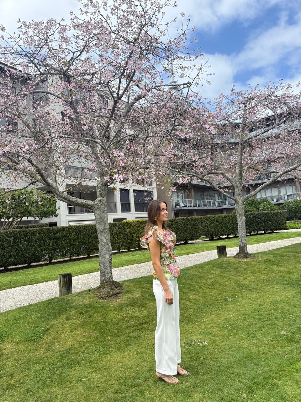 Chrystal Sloane Couture Embroidered Floral Organza Top with ruffled sleeves