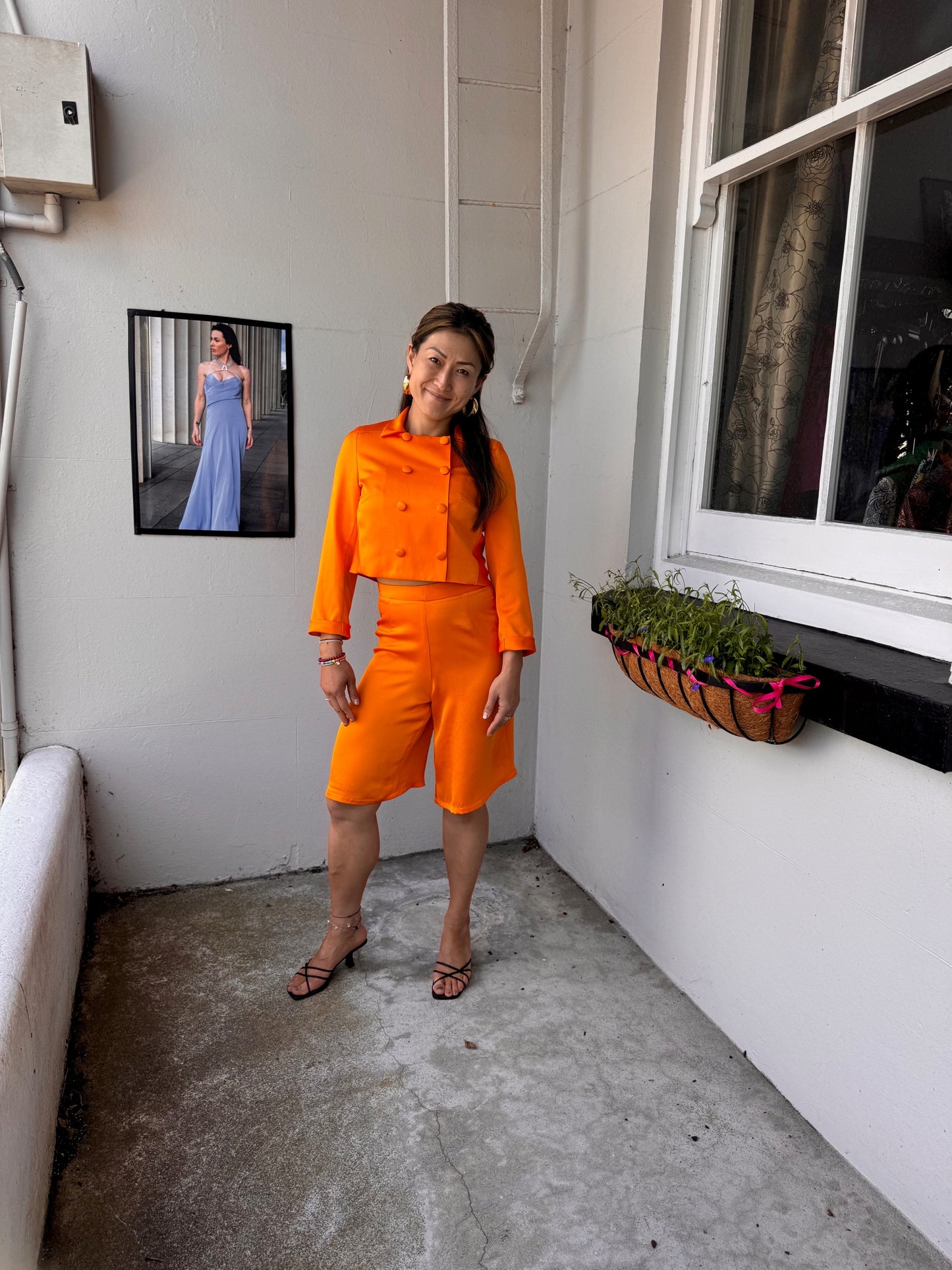 ALL NEW SEASON ORANGE SATIN CREPE HIGH WAISTED SHORTS