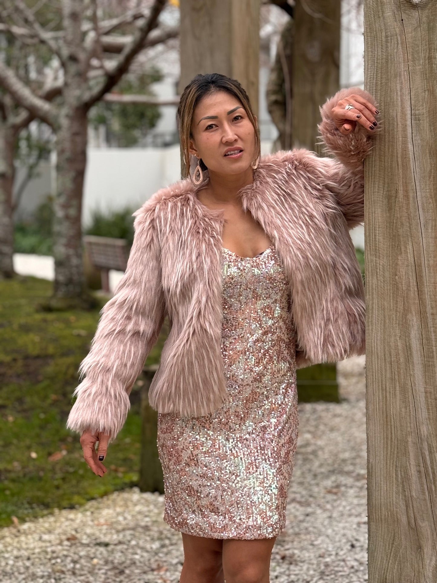 Chrystal Sloane Couture Peony Plume Faux Fur Jacket