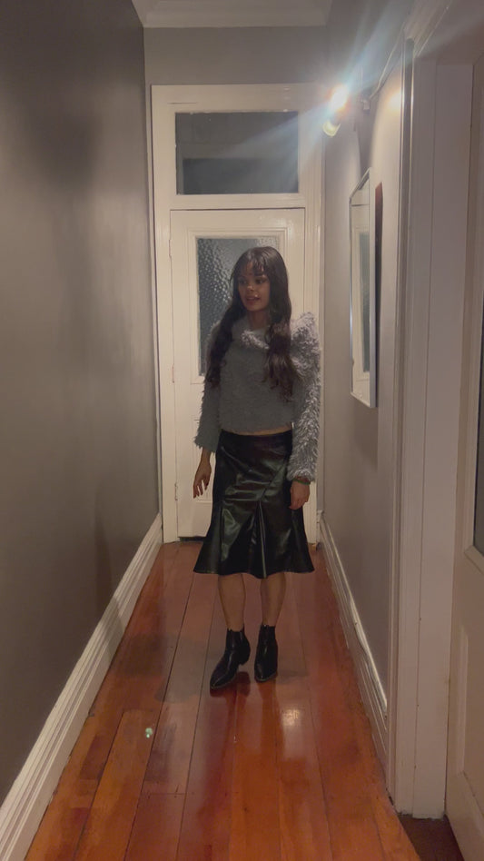 Chrystal Sloane Couture Autumn Black Faux Leather Angle Paneled Skirt