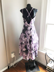 Chrystal Sloane Lilac and Purple Silk Floral 3 tier sundress.