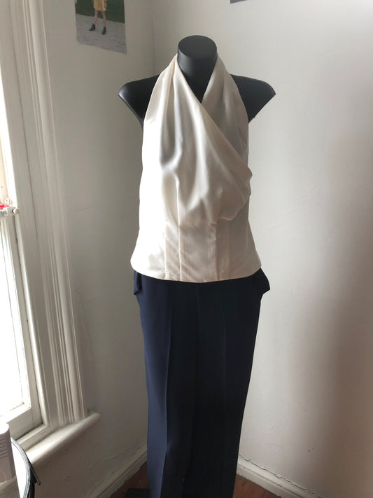 Chrystal Sloane Cream Drape Front Halter Neck Top.