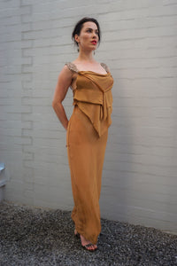 Chrystal Sloane Couture Amber Silk Lycra Evening Gown