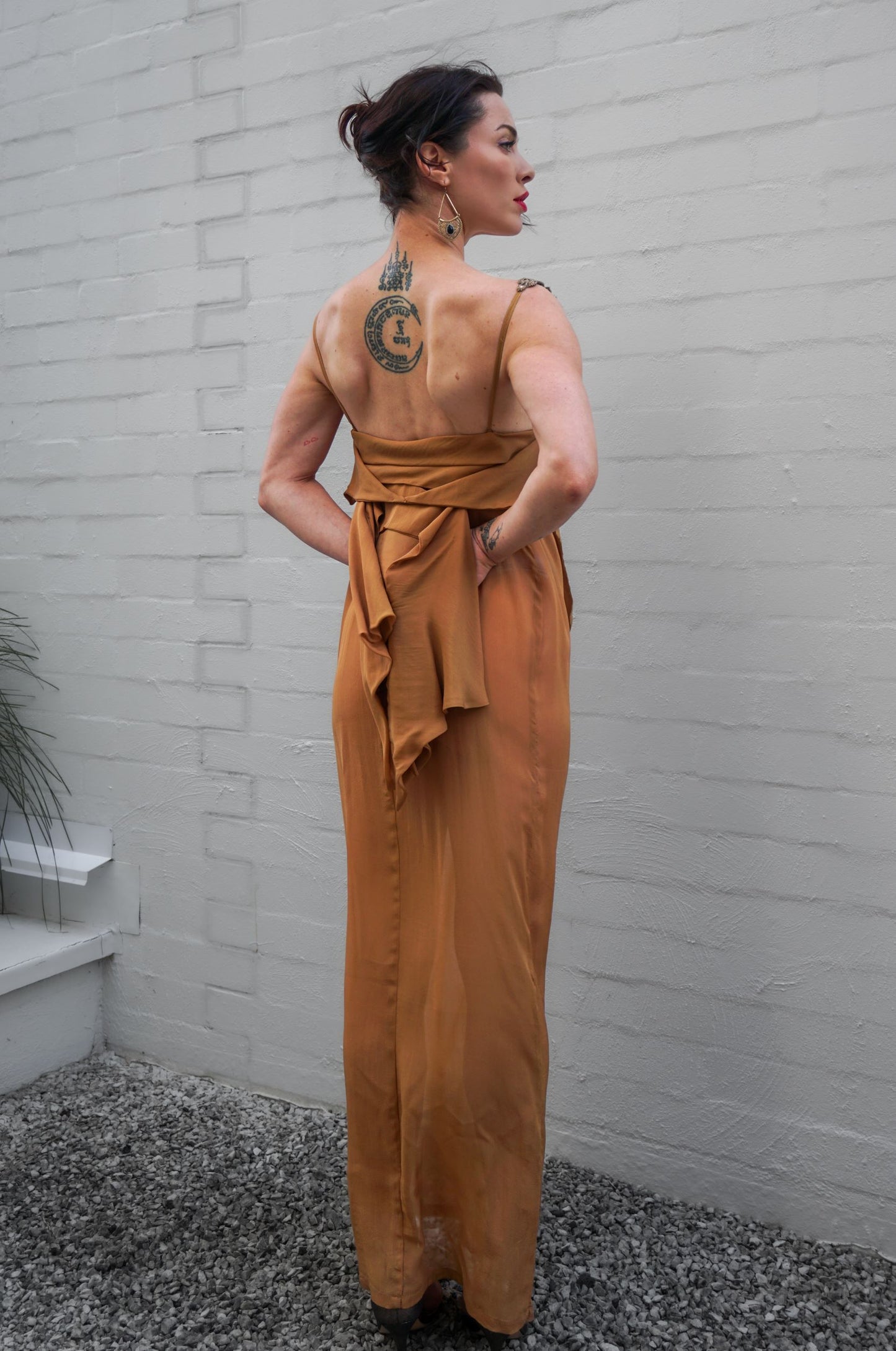Chrystal Sloane Couture Evening gown in Amber Silk Lycra