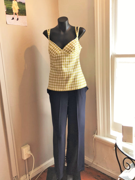 Chrystal Sloane Navy Crepe High Waisted Pants with Cuff.