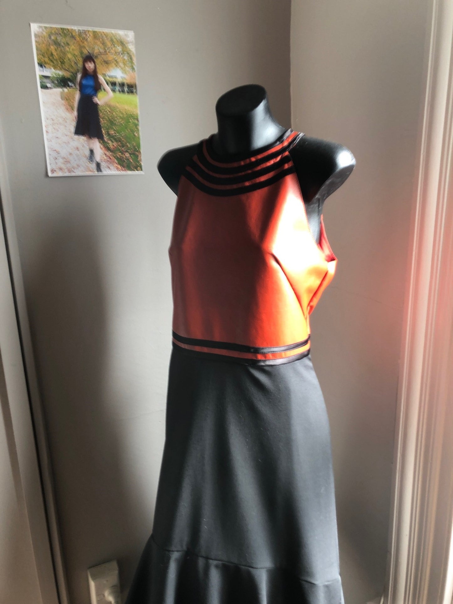 Chrystal Sloane Winter Cobalt Blue Leather & Wool Lycra Blend Dress.