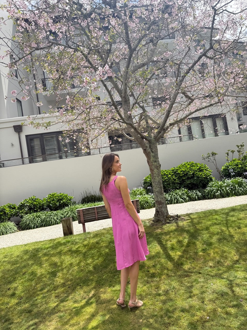 Chrystal Sloane Couture Fuchsia Pink Sand Wash Silk Sundress