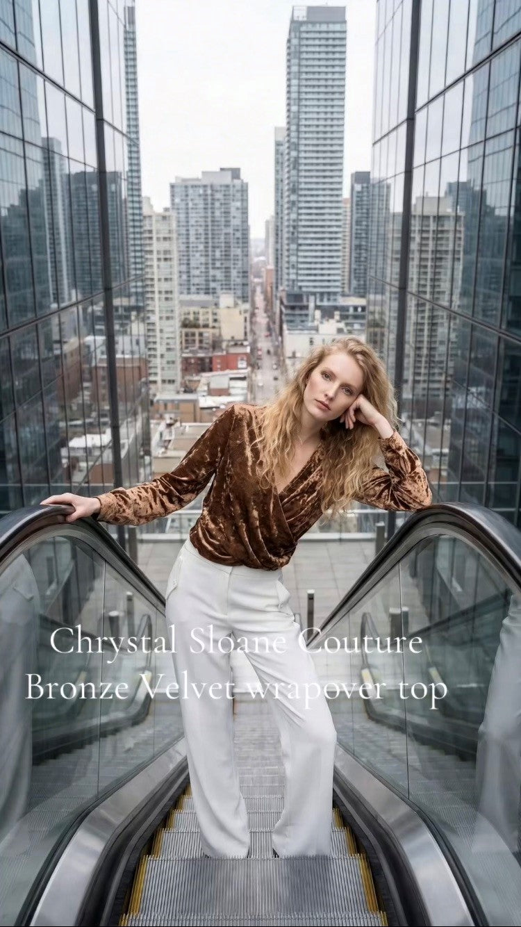 Chrystal Sloane Couture Bronze Velvet Wrap over Top
