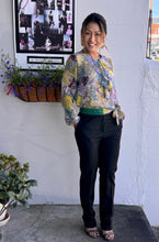 Load image into Gallery viewer, Chrystal Sloane Couture Liberty Print Silk Blouse with ruffle front.