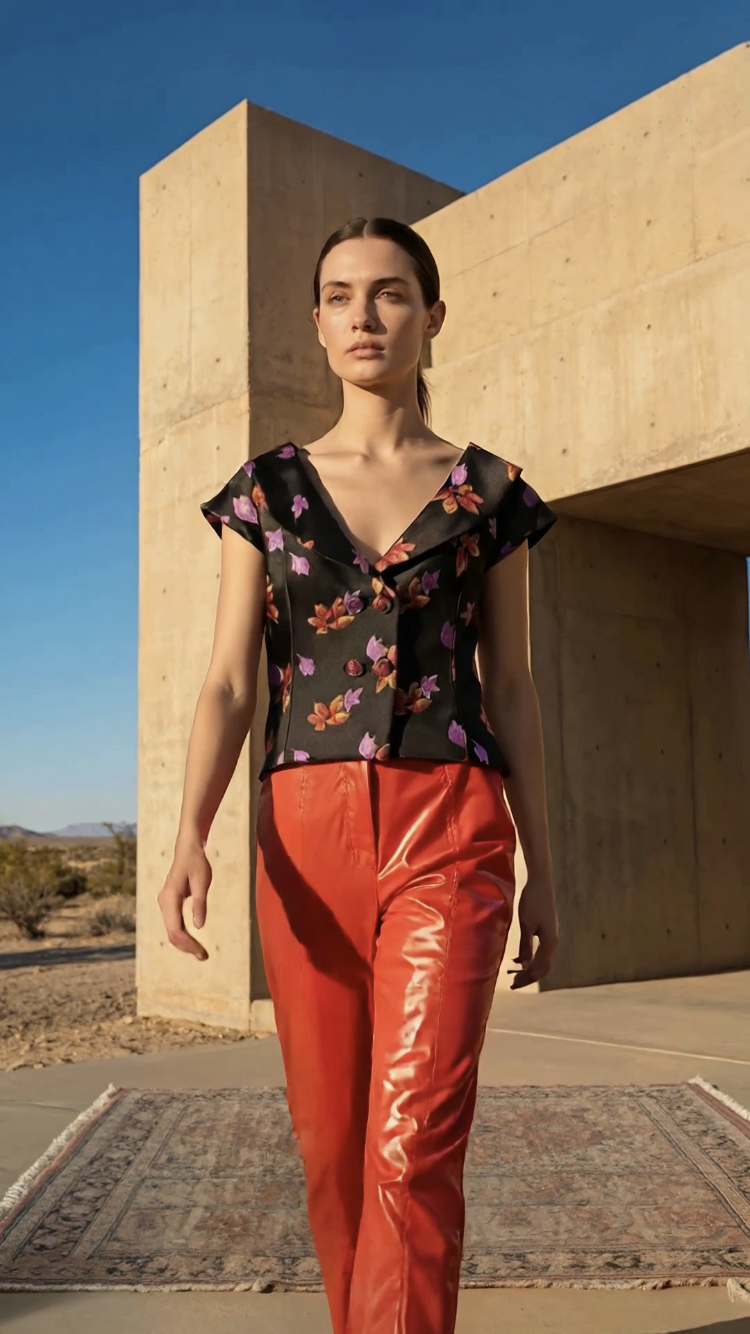 Chrystal Sloane Couture Red Paneled Pants