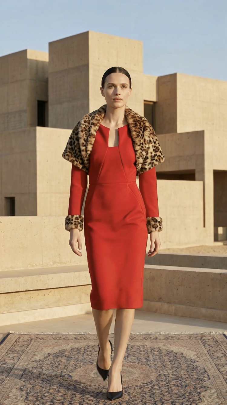 Chrystal Sloane Couture Leopard Print Faux Fur Wrap