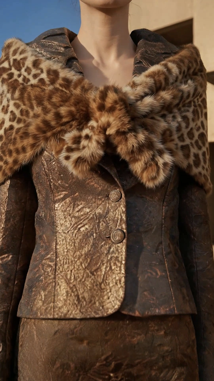 Chrystal Sloane Couture Leopard Print Faux Fur Wrap