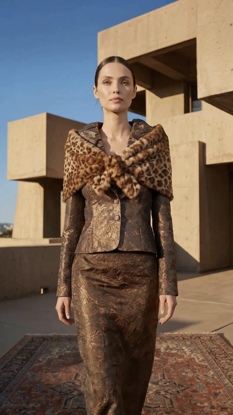 Chrystal Sloane Couture Leopard Print Faux Fur Wrap