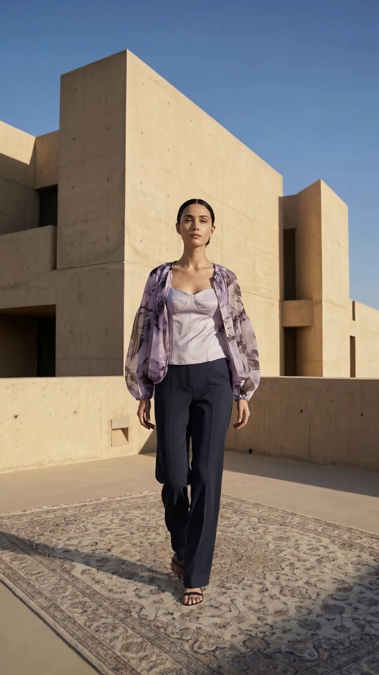 Chrystal Sloane Lilac and Purple Floral Silk Blouson.