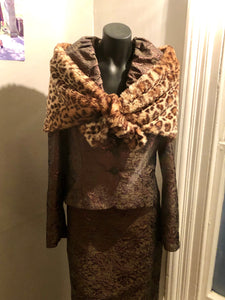 Chrystal Sloane Couture Leopard Print Faux Fur Wrap