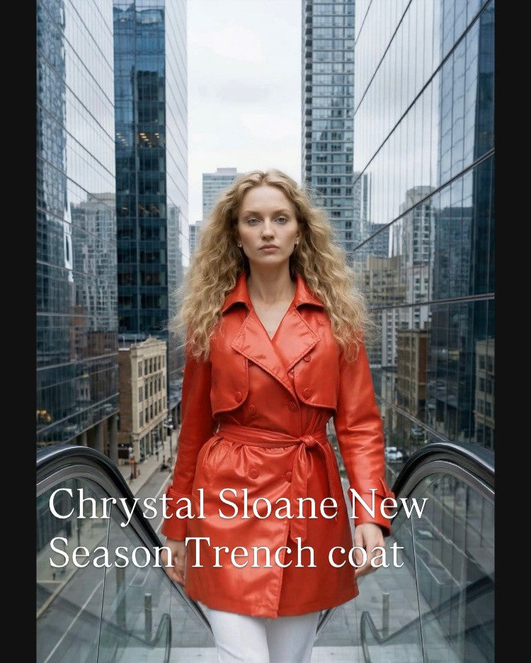 Chrystal Sloane Couture Red Showerproof trenchcoat