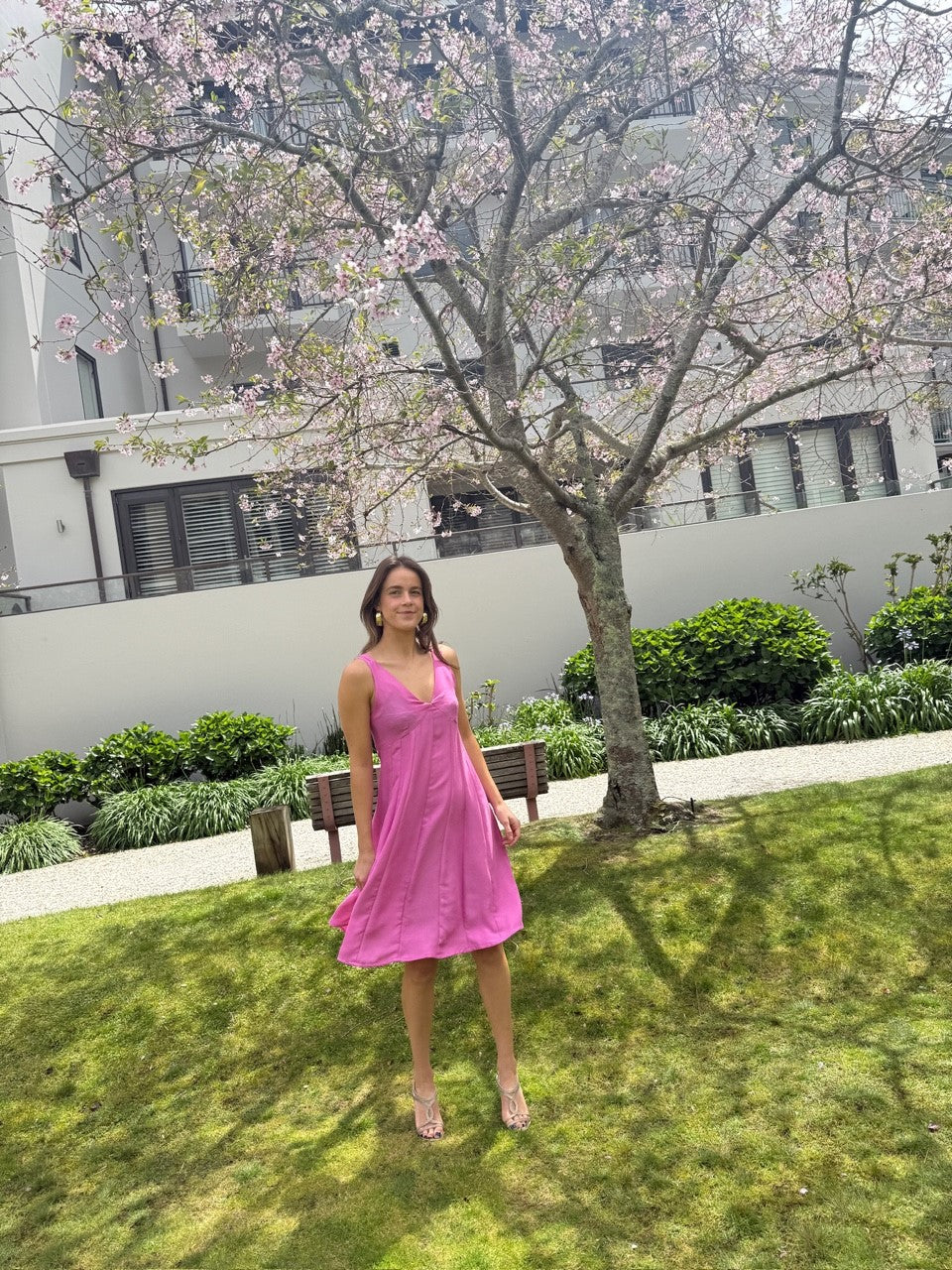 Chrystal Sloane Couture Fuchsia Pink Sand Wash Silk Sundress