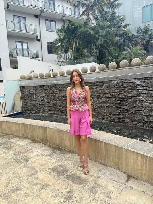 Chrystal Sloane Couture Fuchsia Pink Sand Wash Silk Culottes