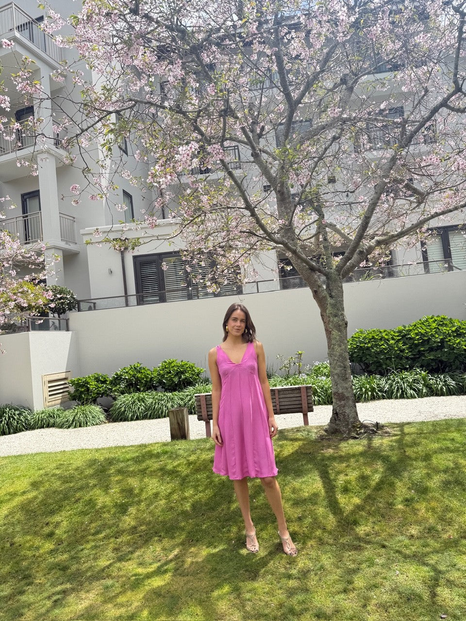 Chrystal Sloane Couture Fuchsia Pink Sand Wash Silk Sundress