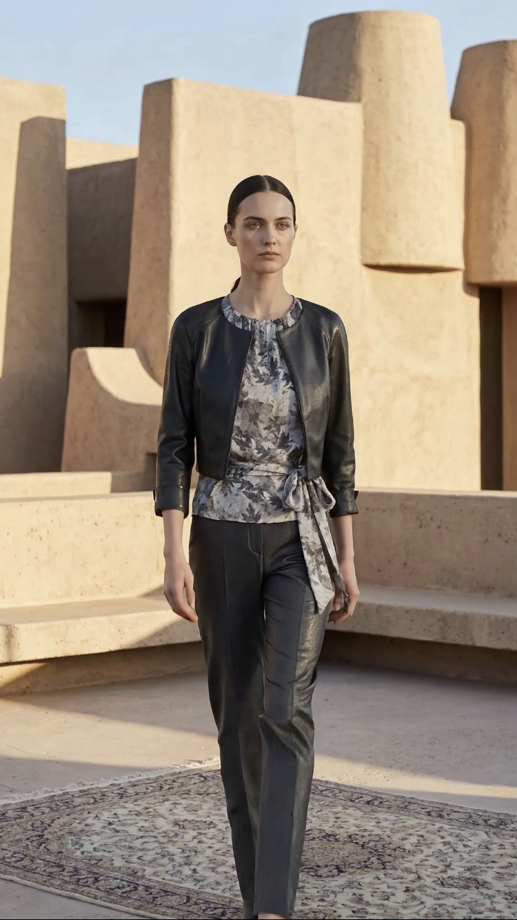 Chrystal Sloane Liquid Liquorice Cotton Twill Cropped Jacket with zip front
