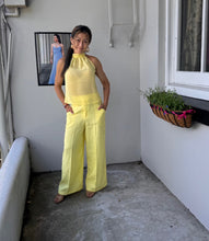 Load image into Gallery viewer, ALL NEW SEASON CHRYSTAL SLOANE LEMON CHIFFON CUT AWAY TOP.