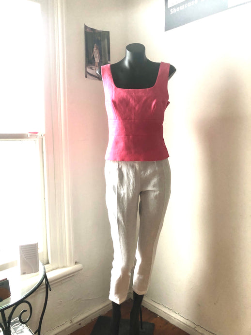 Chrystal Sloane New Season White Linen Capri Style Pants