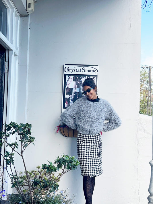 Chrystal Sloane Couture Silver Faux Fur Bomber Jacket