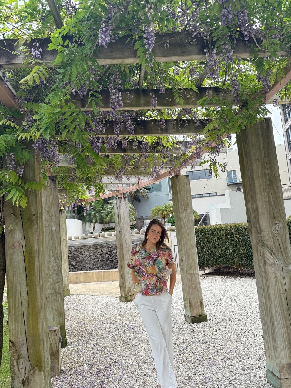 Chrystal Sloane Couture Embroidered Floral Organza Wrap Over Jacket with Tie Sash.