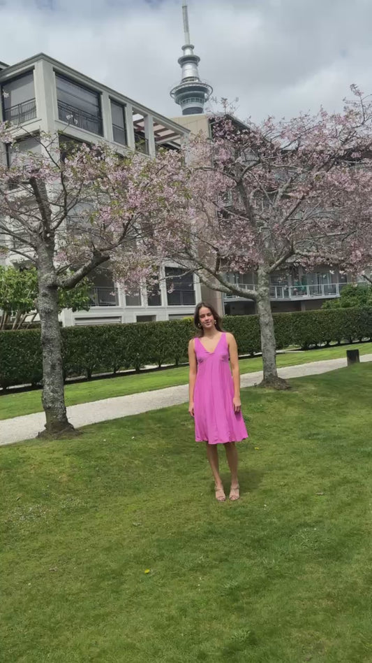 Chrystal Sloane Couture Fuchsia Pink Sand Wash Silk Sundress