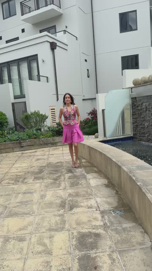 Chrystal Sloane Couture Fuchsia Pink Sand Wash Silk Culottes