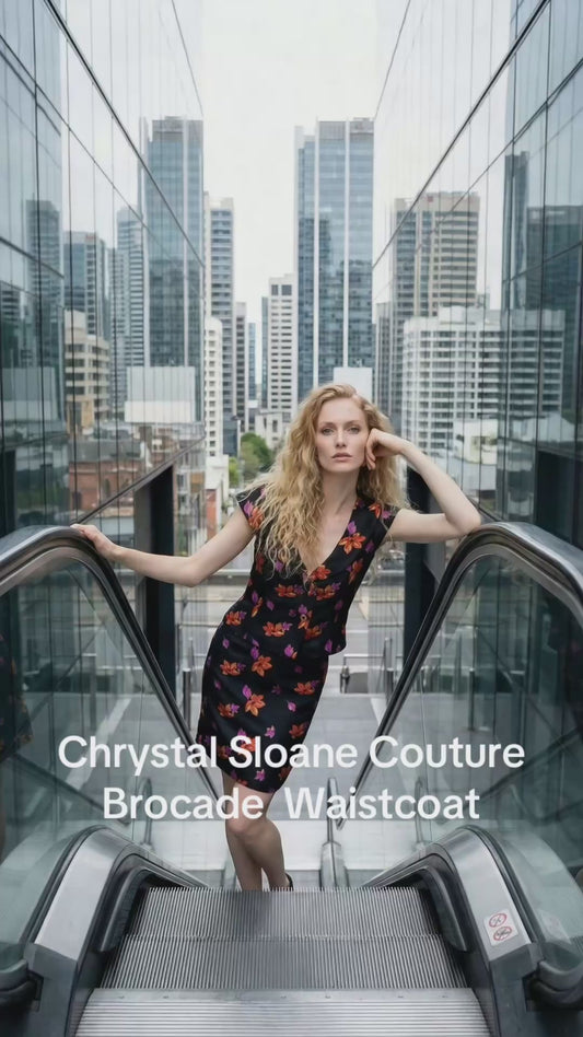 Chrystal Sloane Couture Brocade Pencil Slim skirt with fishtail detail.