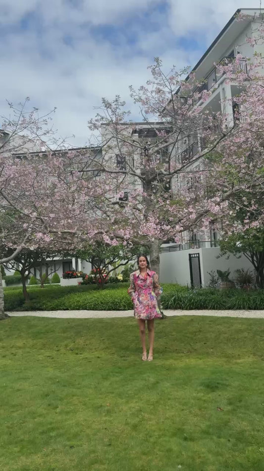 Chrystal Sloane Couture Embroidered Floral Organza Coat Dress