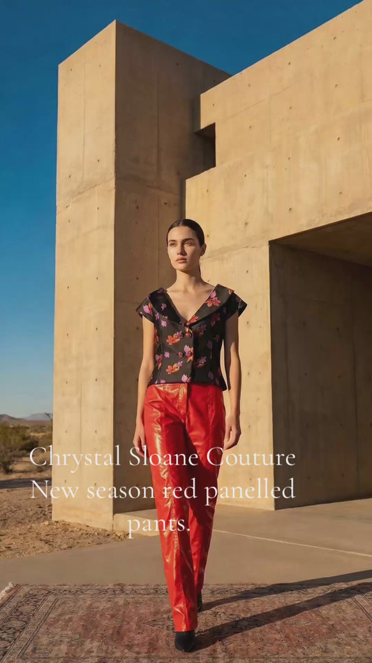 Chrystal Sloane Couture Red Paneled Pants