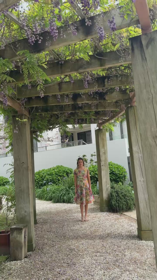 Chrystal Sloane Couture Embroidered Floral Organza Off the Shoulder Dress