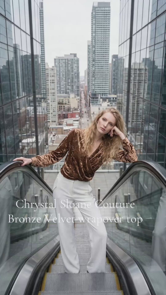 Chrystal Sloane Couture Bronze Velvet Wrap over Top