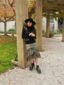 Chrystal Sloane Winter 2021 Sage Green Embroidered & Scallop Edge Vest & Skirt.