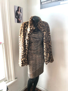 Chrystal Sloane Couture New Season Leopard Print Faux Fur Cape Coat.