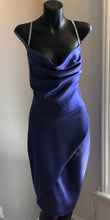 Load image into Gallery viewer, Chrystal Sloane Couture Very Peri Blue Satin Crepe Cocktail Dress.