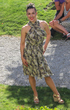 Load image into Gallery viewer, Chrystal Sloane Leaf Print Silk Dress with crossover front.