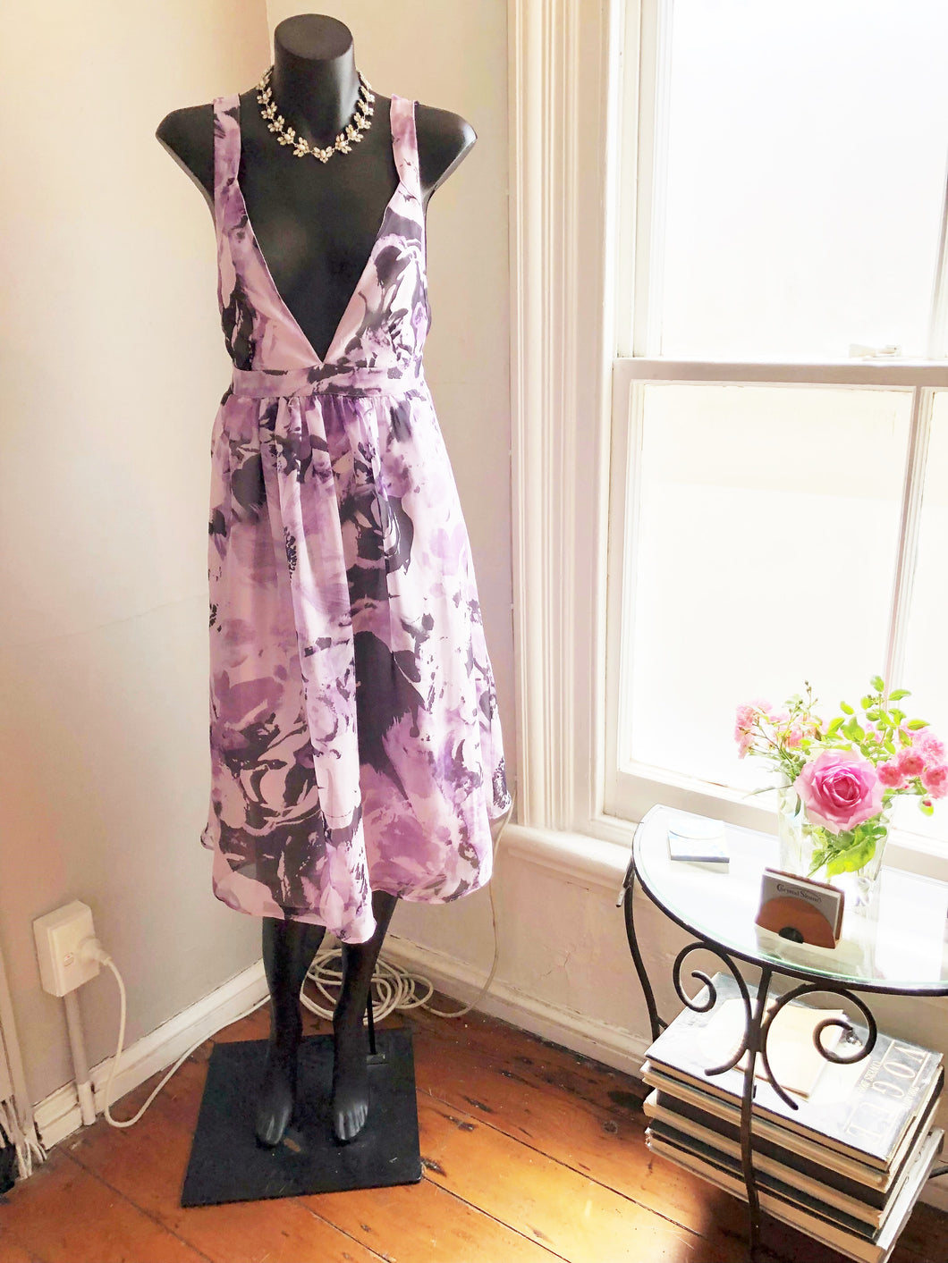 Chrystal Sloane Lilac and Purple Silk Floral Sundress 2023