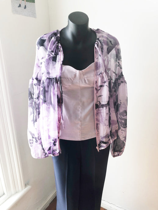 Chrystal Sloane Lilac and Purple Floral Silk Blouson.